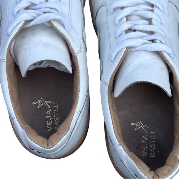 Veja V-10 Chromefree White Leather Natural Sahara Men’s Sneakers Runners Size 9 - Picture 8 of 11